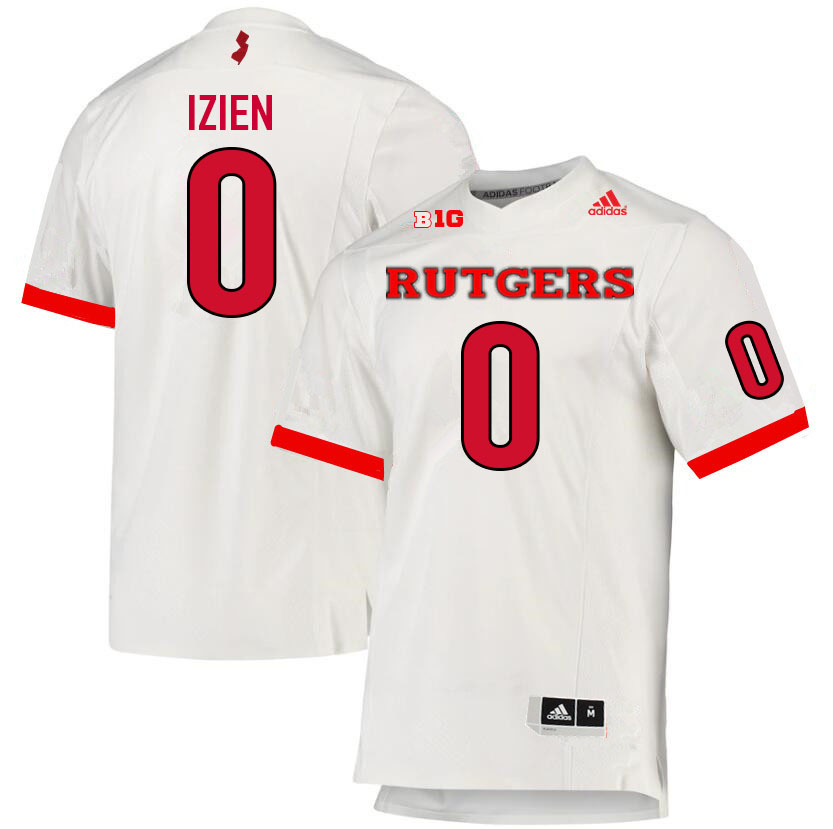 Men #0 Christian Izien Rutgers Scarlet Knights College Football Jerseys Sale-White - Click Image to Close